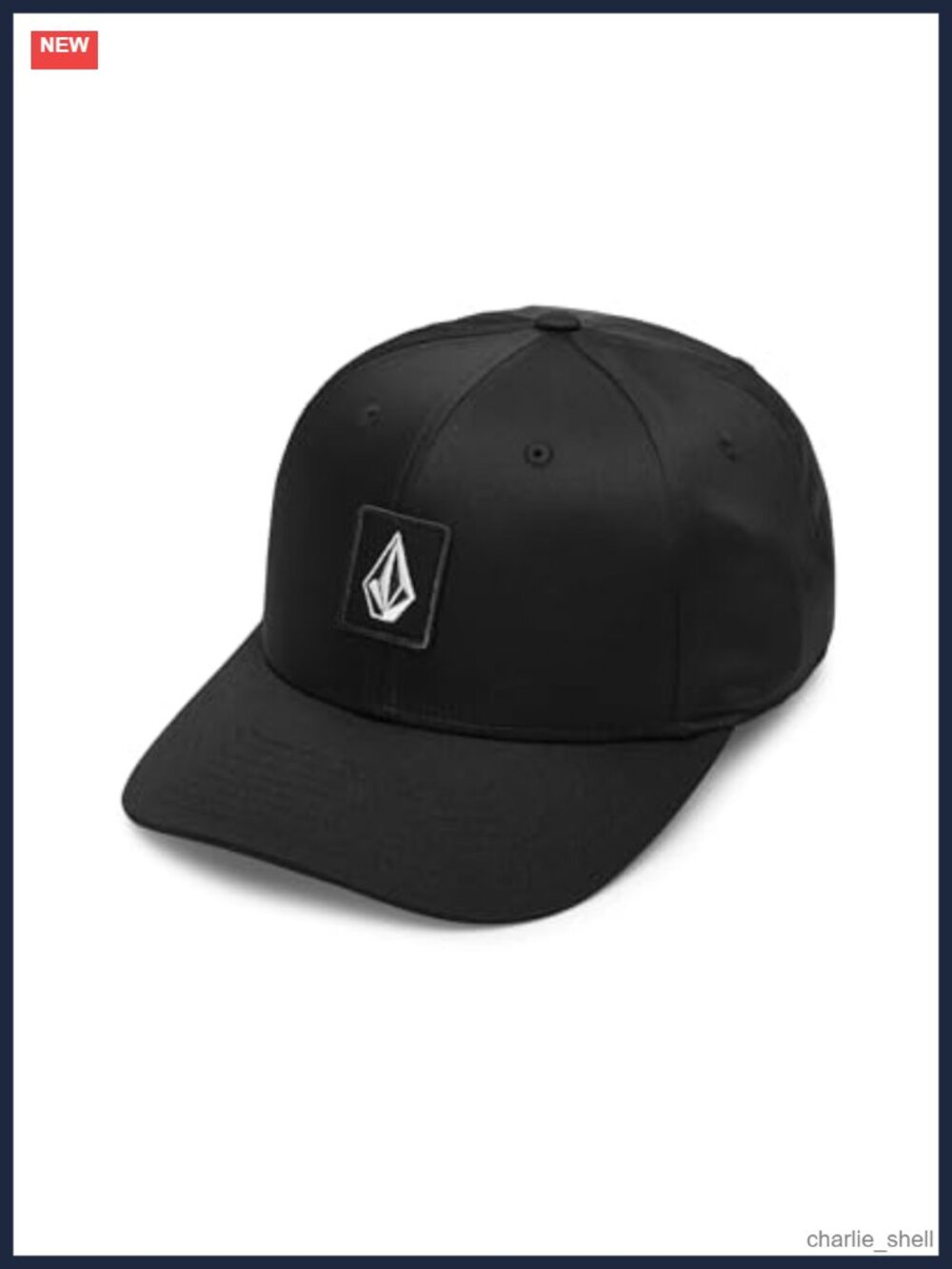 6-Panel Adjustable Snapback Baseball Cap with Stone Logo Flat Brim